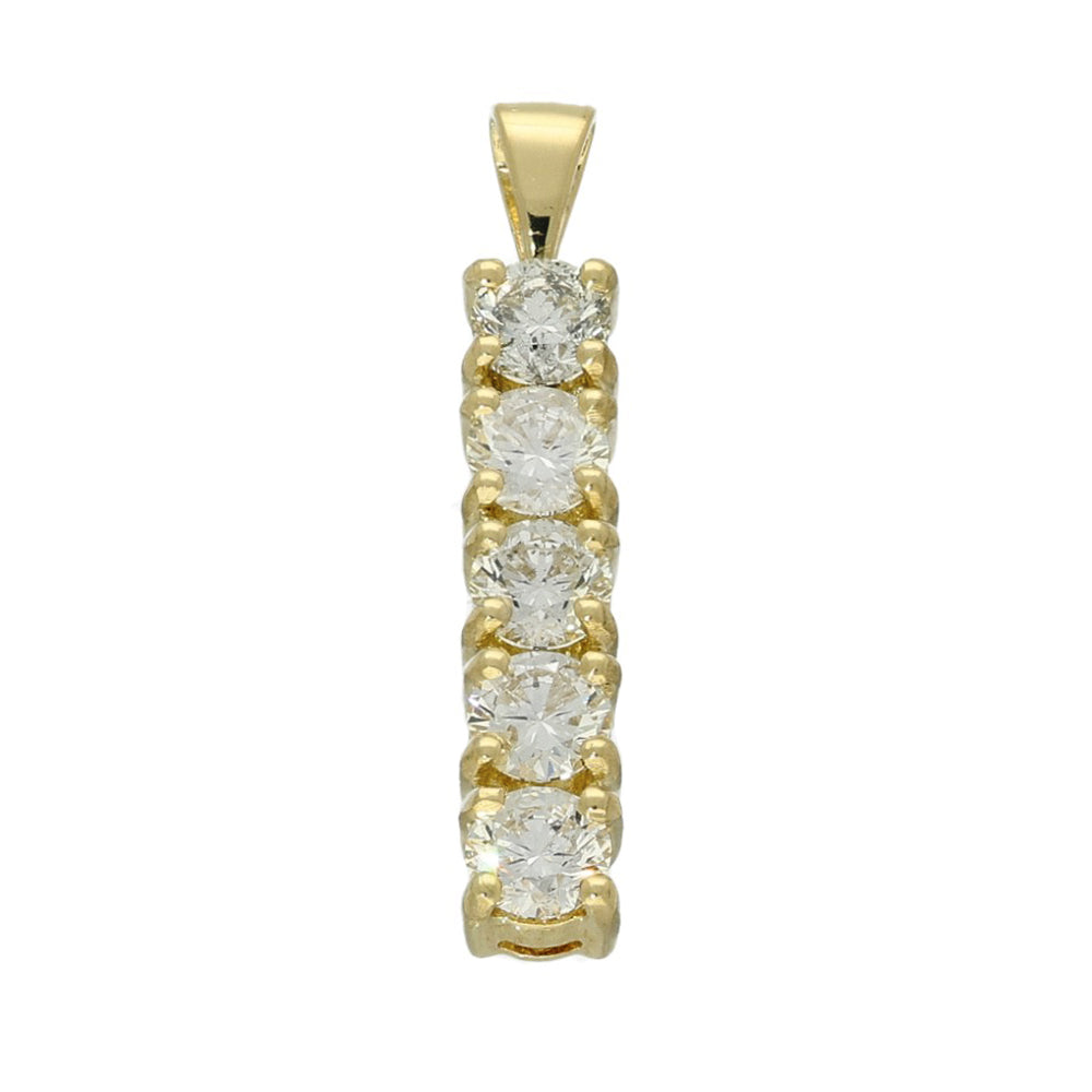 18ct Yellow Gold Diamond Line Drop Pendant