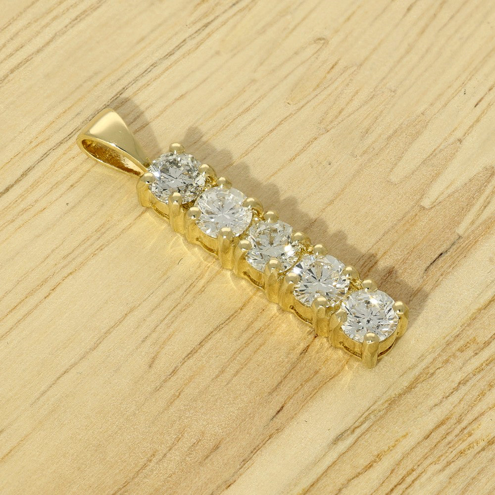 18ct Yellow Gold Diamond Line Drop Pendant