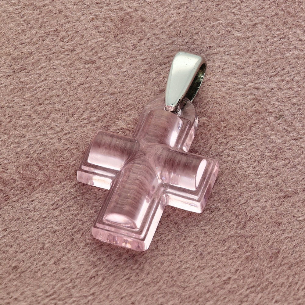 Lalique Amoureuse Passion Cross Pendant - Pink Crystal