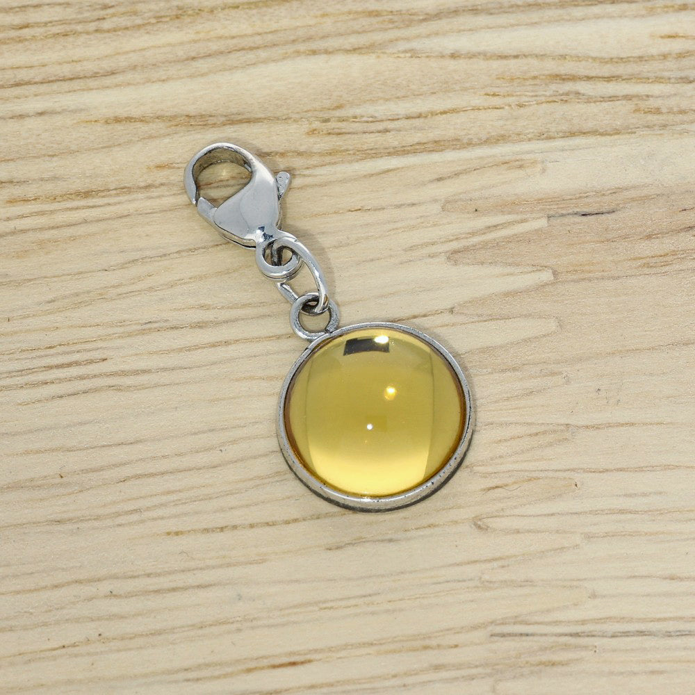 Lalique Cabochon Charm Pendant -  Amber Crystal