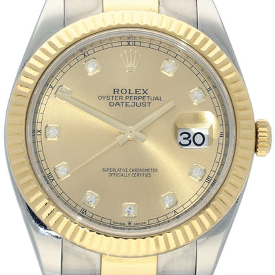 Rolex Datejust 41mm Champagne Diamond Dot Dial 126333 Gold Steel 2016 Oyster Strap