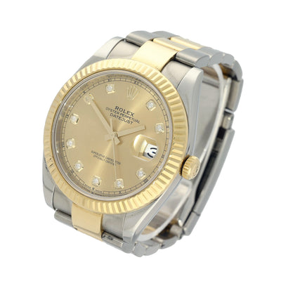 Rolex Datejust 41mm Champagne Diamond Dot Dial 126333 Gold Steel 2016 Oyster Strap