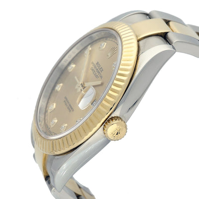 Rolex Datejust 41mm Champagne Diamond Dot Dial 126333 Gold Steel 2016 Oyster Strap