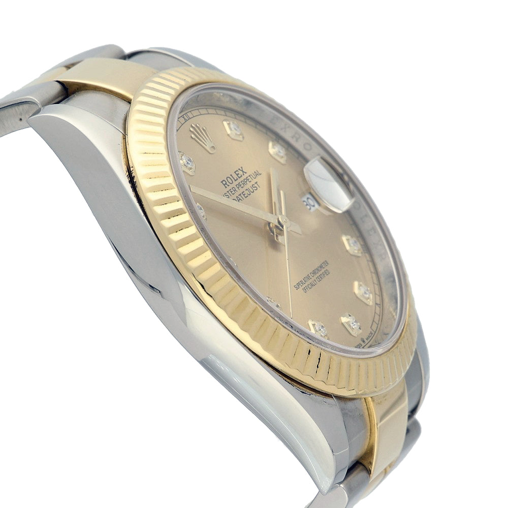 Rolex Datejust 41mm Champagne Diamond Dot Dial 126333 Gold Steel 2016 Oyster Strap