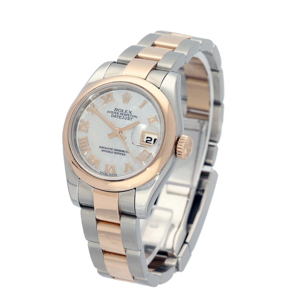 Ladies Rolex Datejust 26mm Rose Gold & Stainless Steel Bracelet Watch 179161