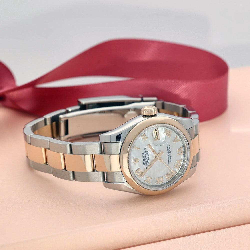 Ladies Rolex Datejust 26mm Rose Gold & Stainless Steel Bracelet Watch 179161