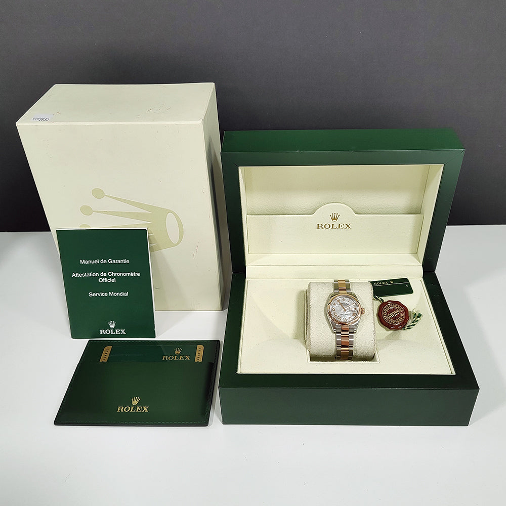 Ladies Rolex Datejust 26mm Rose Gold & Stainless Steel Bracelet Watch 179161