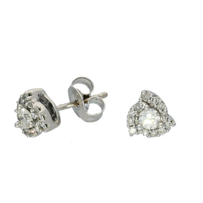 Pre-owned 14ct White Gold Diamond Cluster Stud Earrings