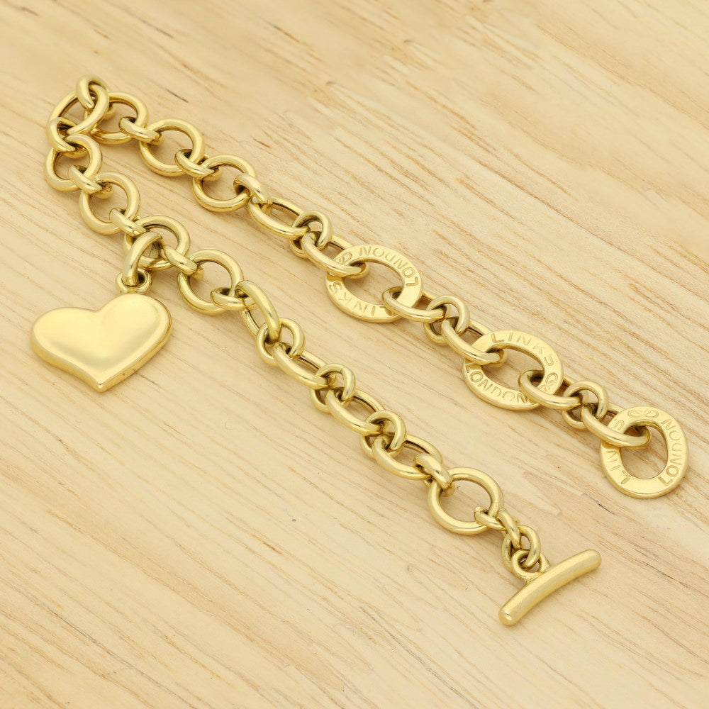 Pre-loved Links of London 18ct Yellow Gold Heart Charm Bracelet