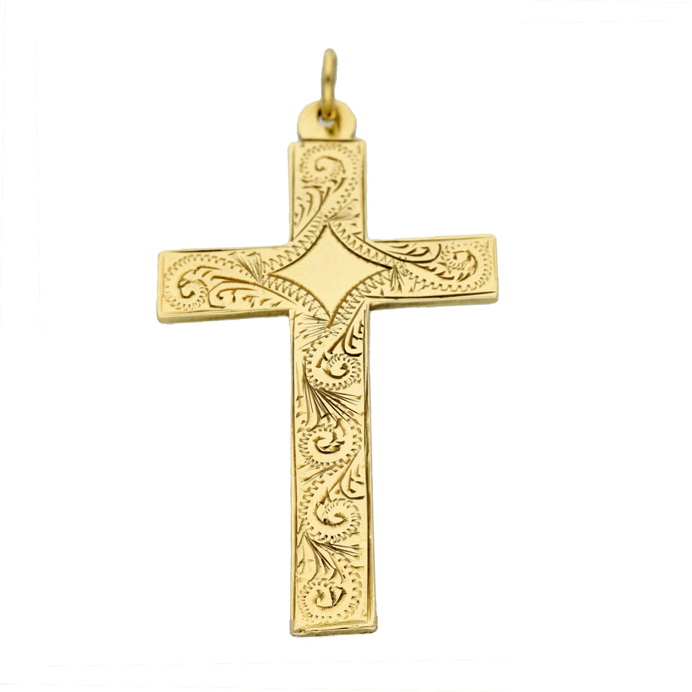 Vintage 9ct Yellow Gold Large Cross Pendant -1970's