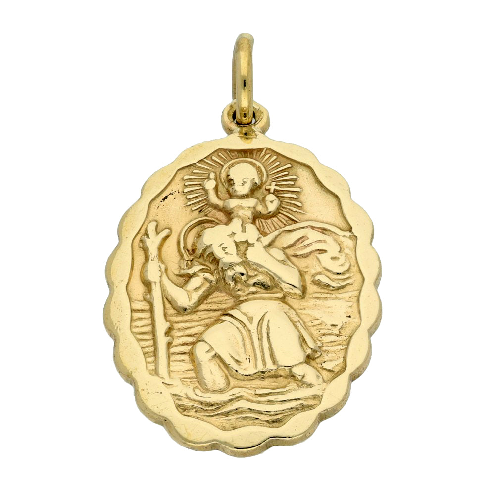 Pre-owned 9ct Yellow Gold Double Sided St Christopher Pendant