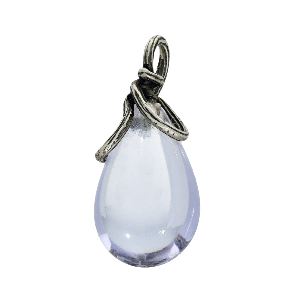Pre-loved Silver Lalique Mauve Crystal Perle de Ronce Pendant - Discontinued