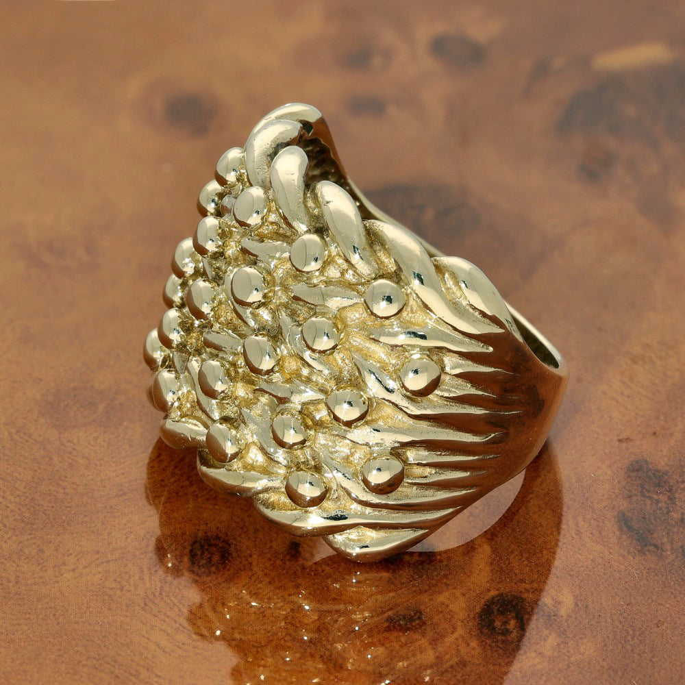 Pre-owned Large 9ct Yellow Gold 5 Row Keeper Shot Knot Ring 15g