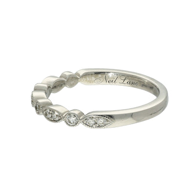 Pre-owned 14ct White Gold Diamond Half Eternity Ring Milgrain Edge