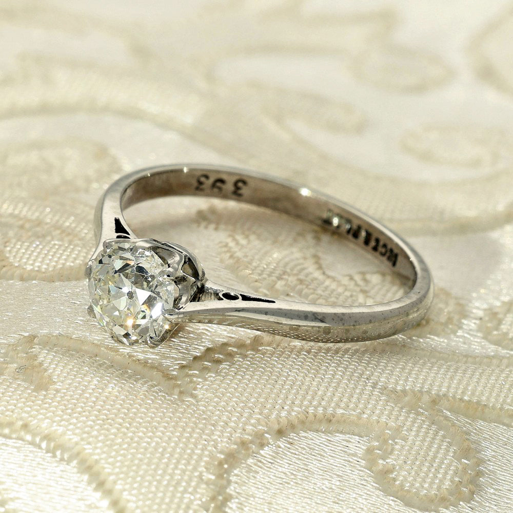 Vintage 18ct and Platinum 0.89ct Old Cut Diamond Solitaire Engagement Ring