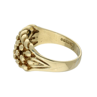 Pre-owned 9ct Yellow Gold 3 Row Keeper Shot Knot Ring 4.9g