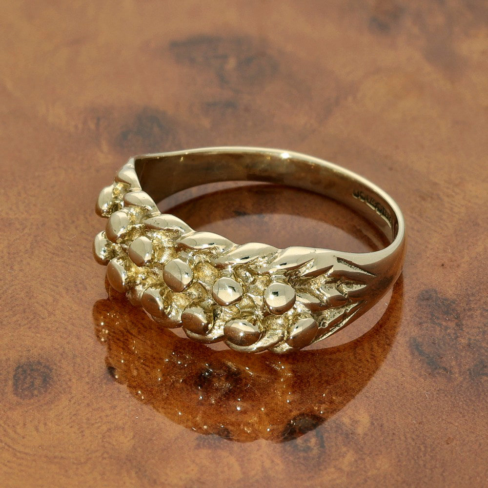 Pre-owned 9ct Yellow Gold 2 Row Keeper Shot Knot Ring 3.6g