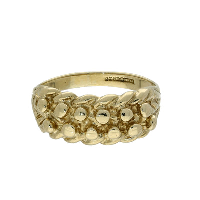 Pre-owned 9ct Yellow Gold 2 Row Keeper Shot Knot Ring 3.6g