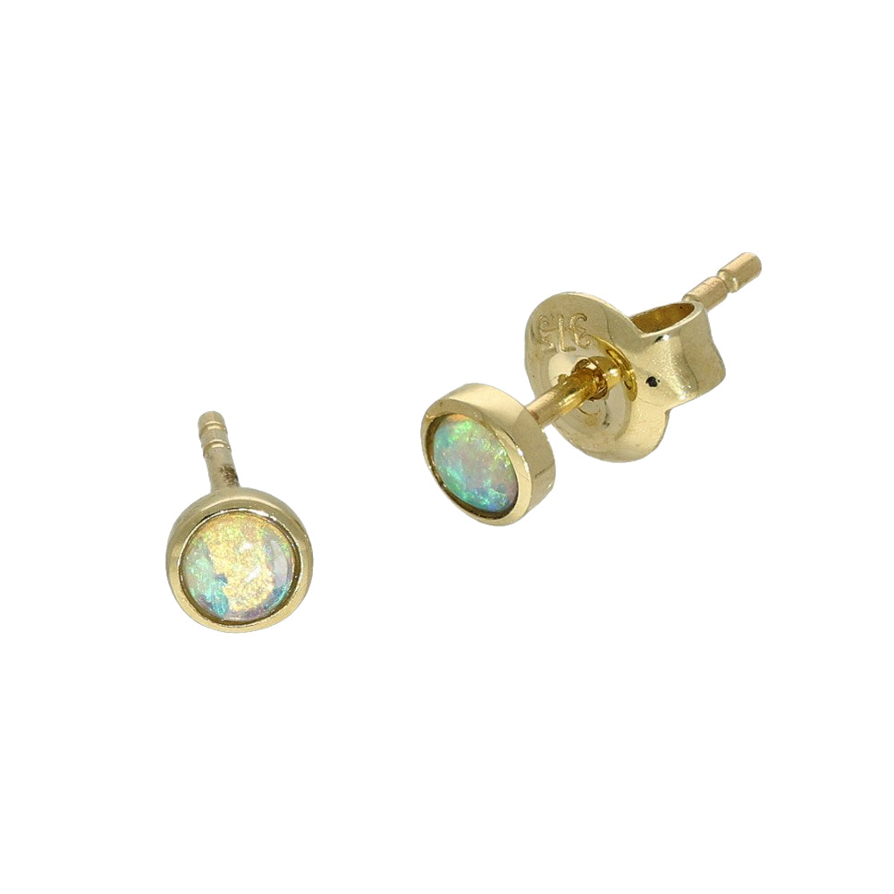 9ct Yellow Gold Opal Small Stud Earrings