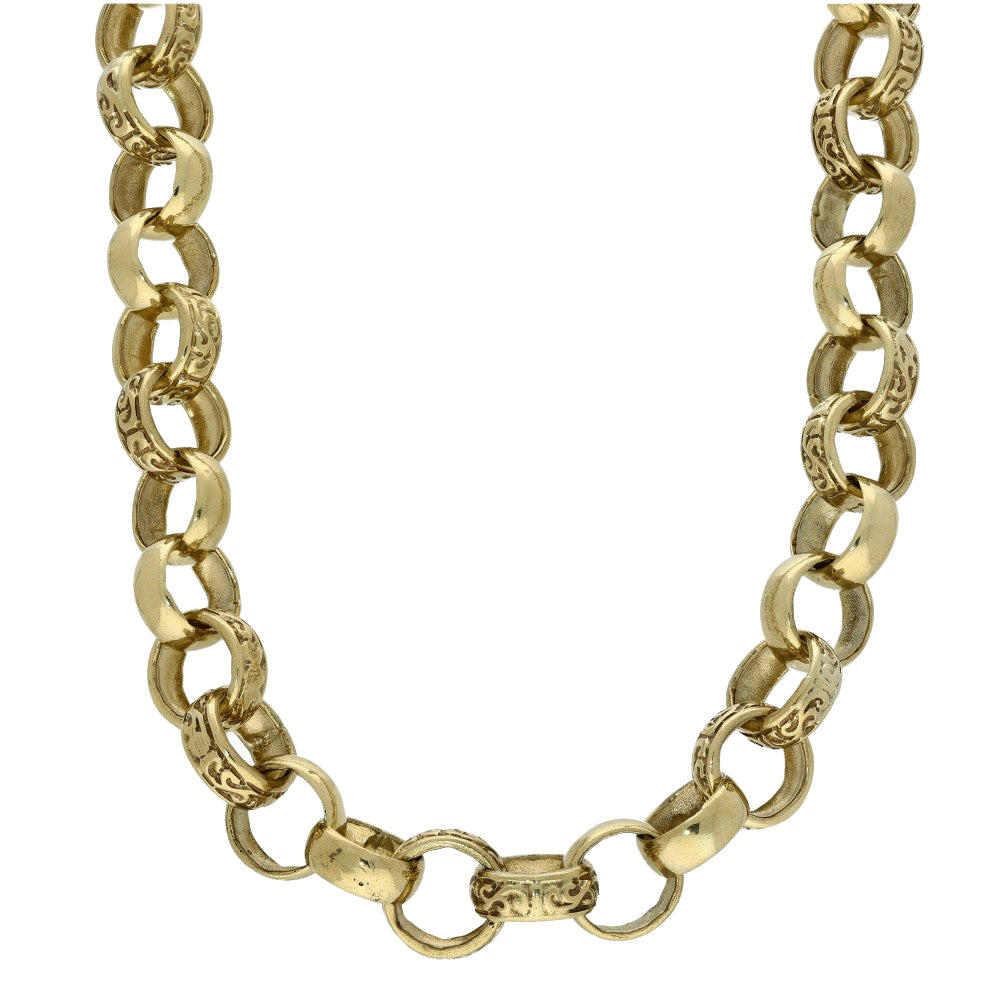 Pre-owned 9ct Yellow Gold Chunky Belcher Link Chain Necklace 30"