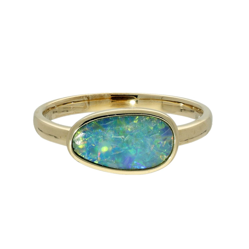 9ct Yellow Gold Freeform Opal Doublet Ring