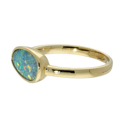 9ct Yellow Gold Freeform Opal Doublet Ring