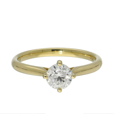 18ct Yellow Gold Certificated 0.70ct Round Diamond Solitaire Ring