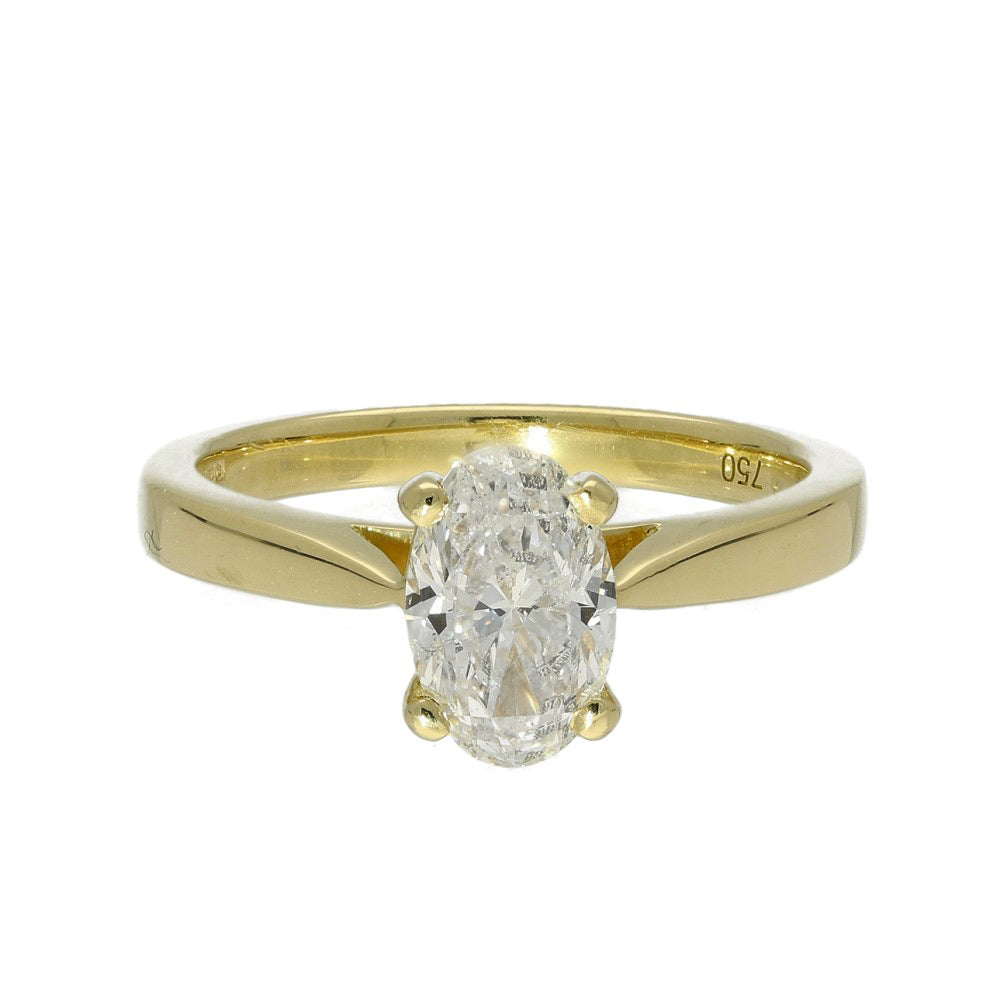 18ct Yellow Gold Certificated 1.20ct Oval Diamond Solitaire Ring