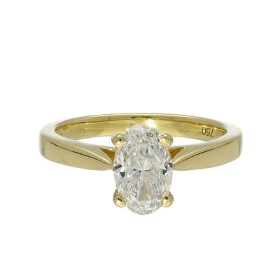 18ct Yellow Gold Certificated 1.20ct Oval Diamond Solitaire Ring