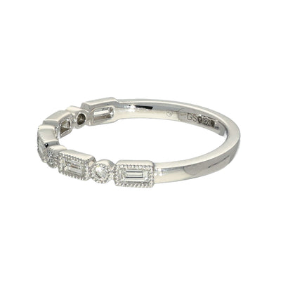 Platinum 0.25ct Milgrain Mix Cut Diamond Half Eternity Ring