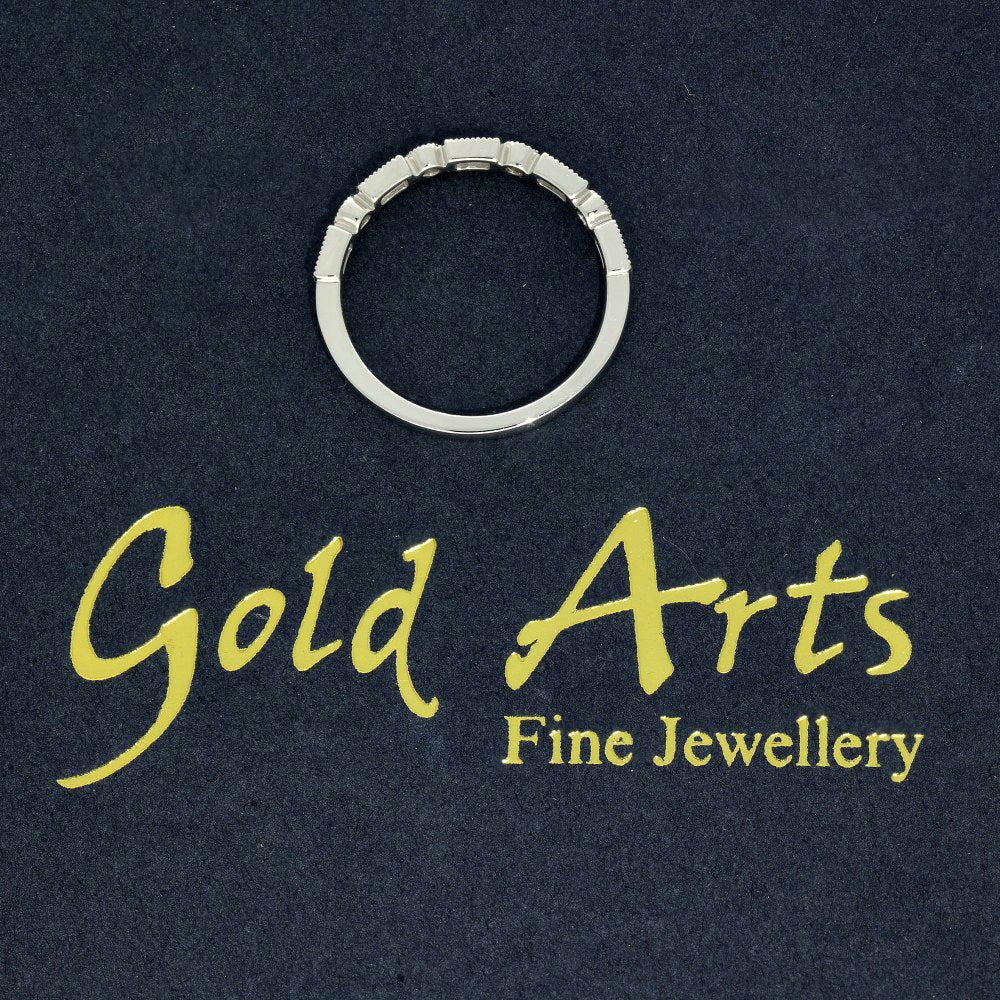 Platinum 0.25ct Milgrain Mix Cut Diamond Half Eternity Ring