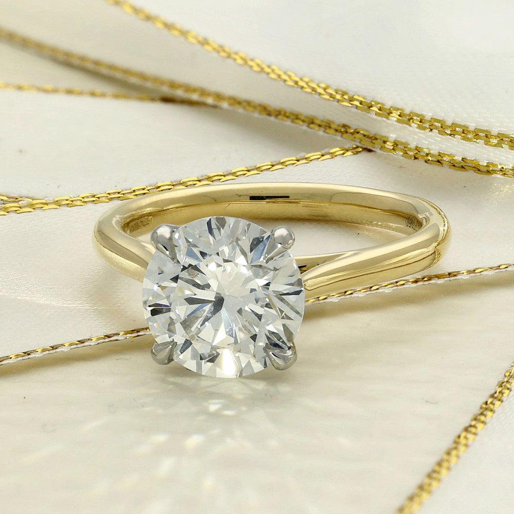 18ct Yellow Gold Laboratory-Grown 3ct Diamond Solitaire Engagement Ring