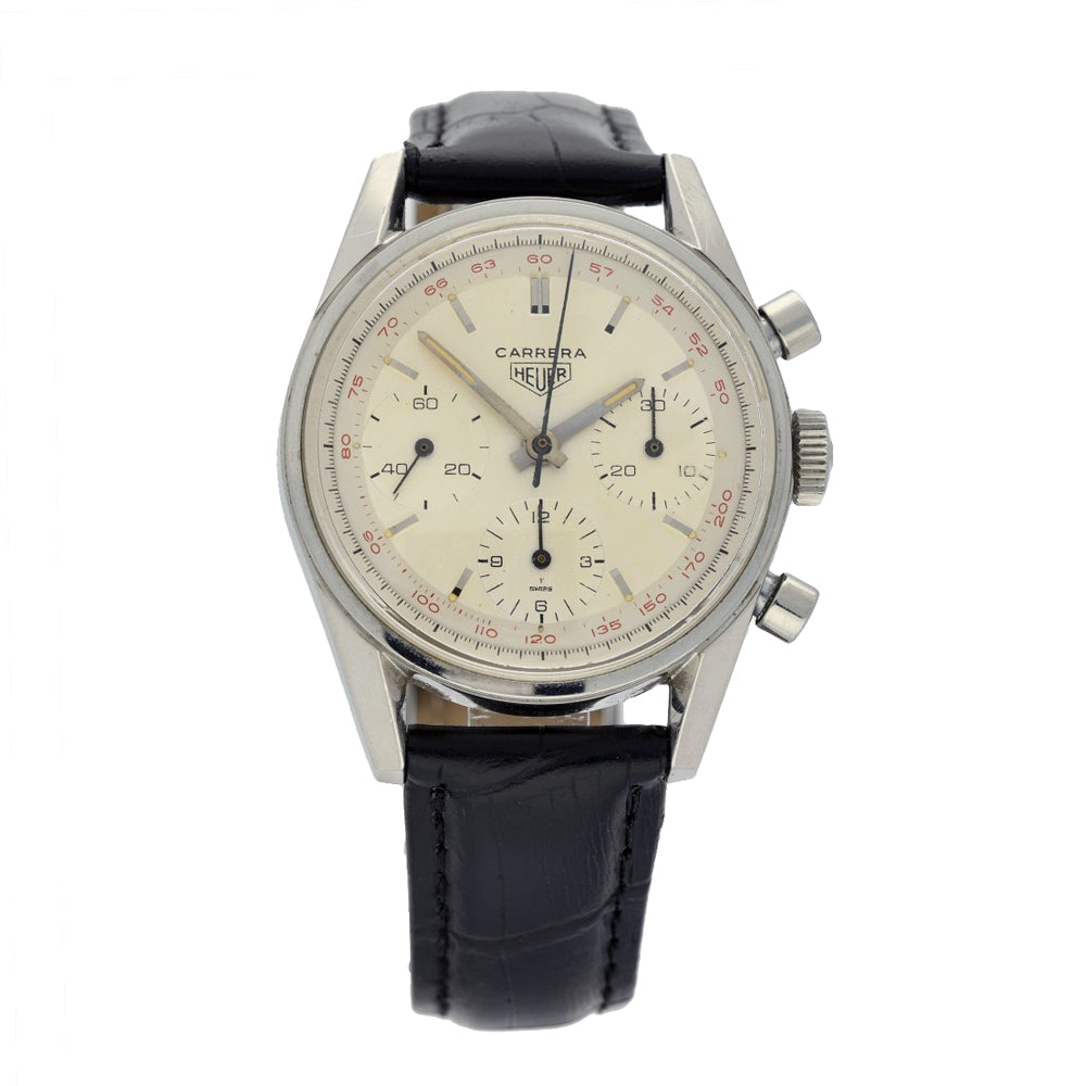 Pre-owned Heuer 2447t Vintage Chronograph Ivory Watch