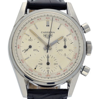 Pre-owned Heuer 2447t Vintage Chronograph Ivory Watch