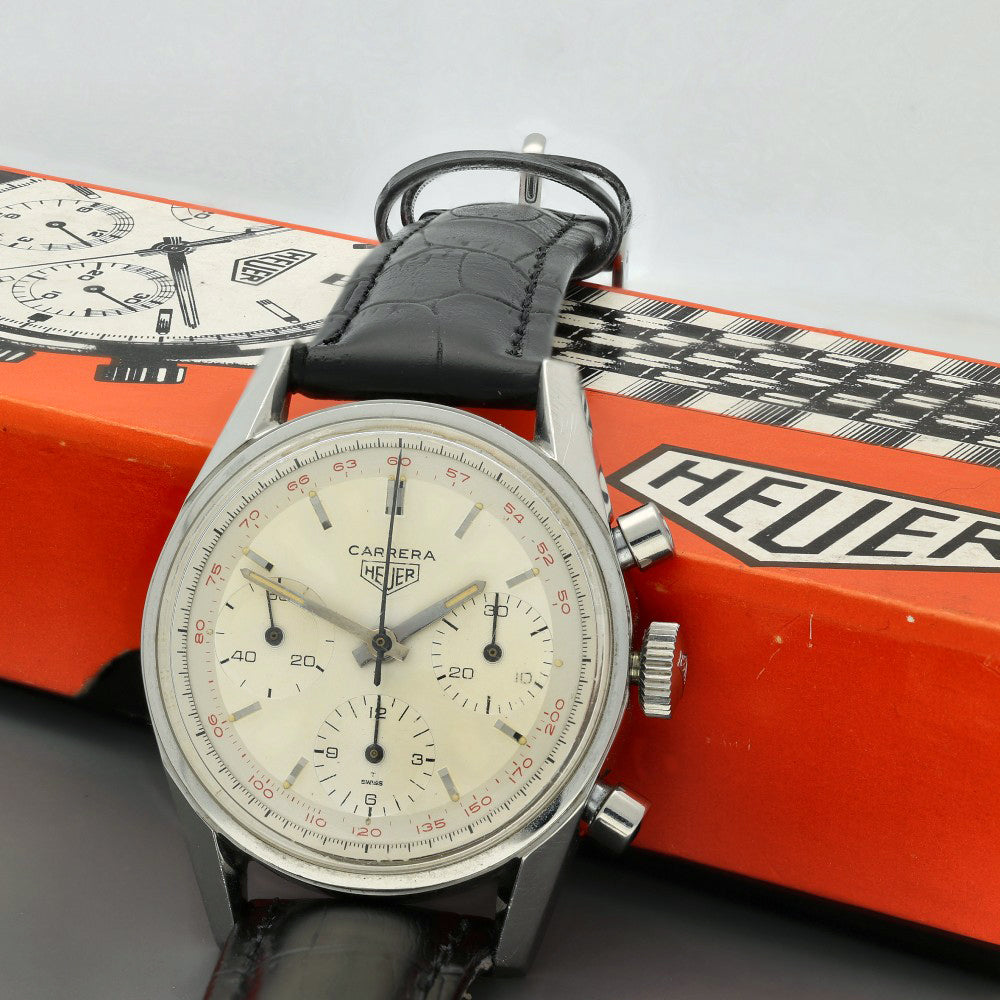 Pre-owned Heuer 2447t Vintage Chronograph Ivory Watch