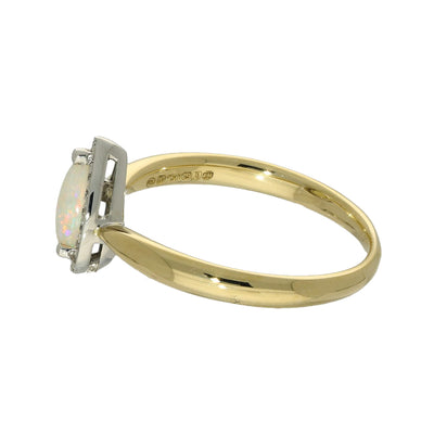 18ct Yellow Gold Opal and Diamond Teardrop Halo Ring