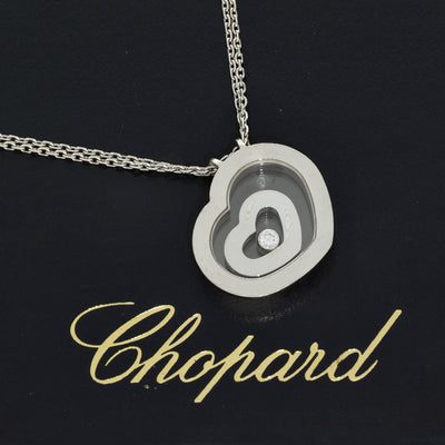 Pre-Loved 18ct White Gold Chopard Happy Spirit Diamond Heart Necklace