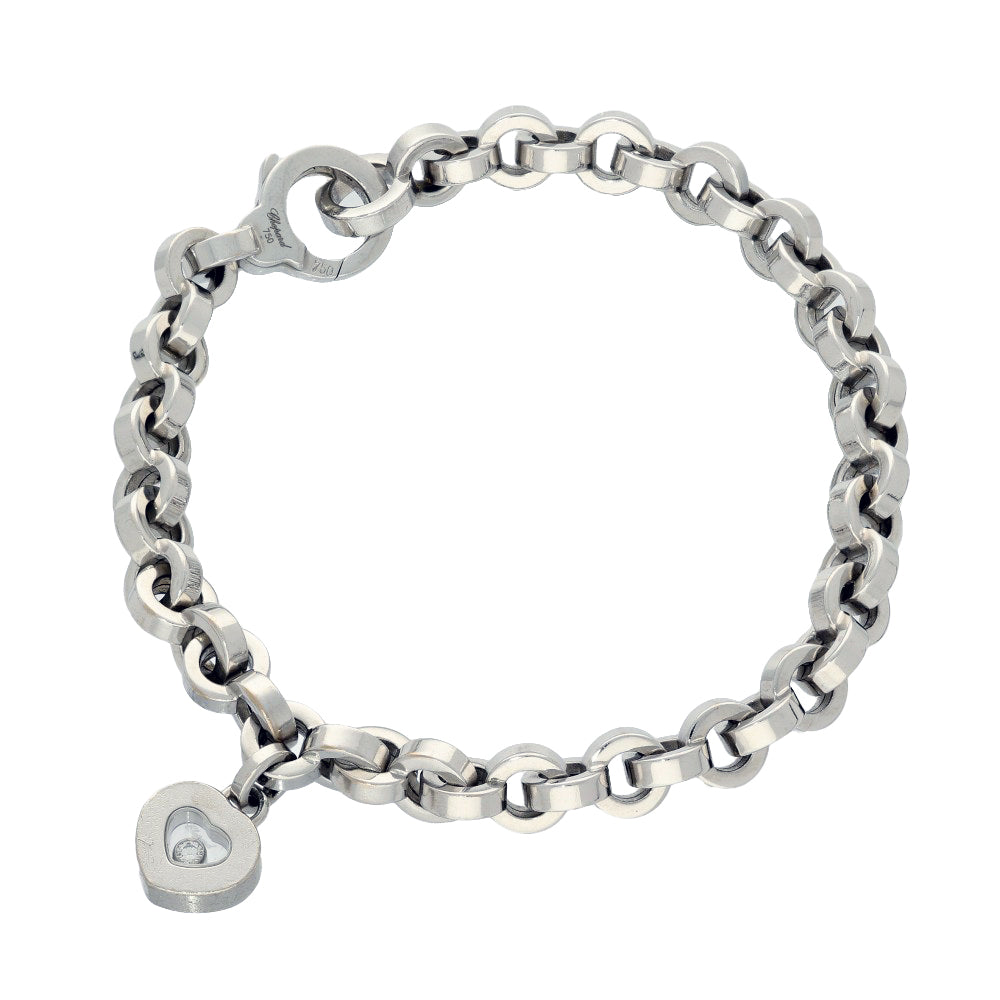 Pre-Loved 18ct White Gold Chopard Happy Diamonds Heart Bracelet