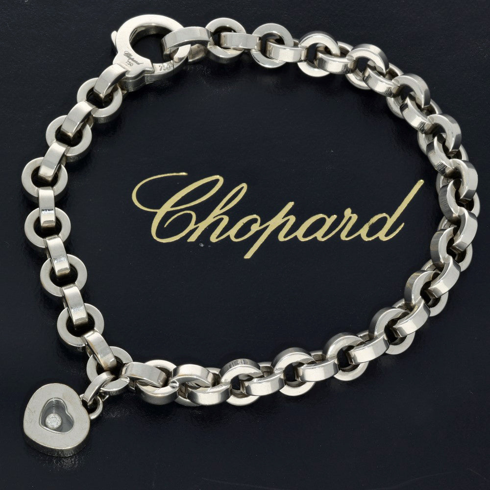 Pre-Loved 18ct White Gold Chopard Happy Diamonds Heart Bracelet