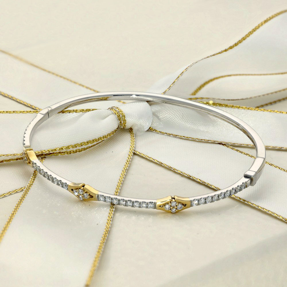 18ct White & Yellow Gold Diamond Bangle