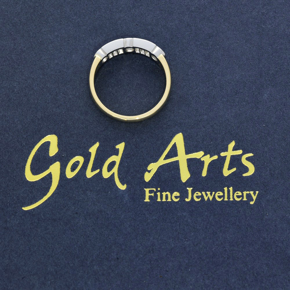 18ct Yellow Gold Mix Cut Diamond Rub-Over Half Eternity Ring