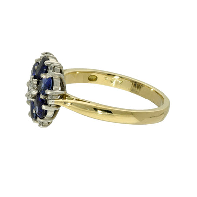 18ct Yellow Gold Sapphire & Diamond Cluster Ring