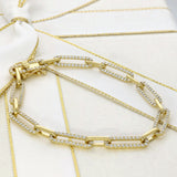 9ct Yellow Gold 1.40ct Pave Diamond Paperclip Link Bracelet