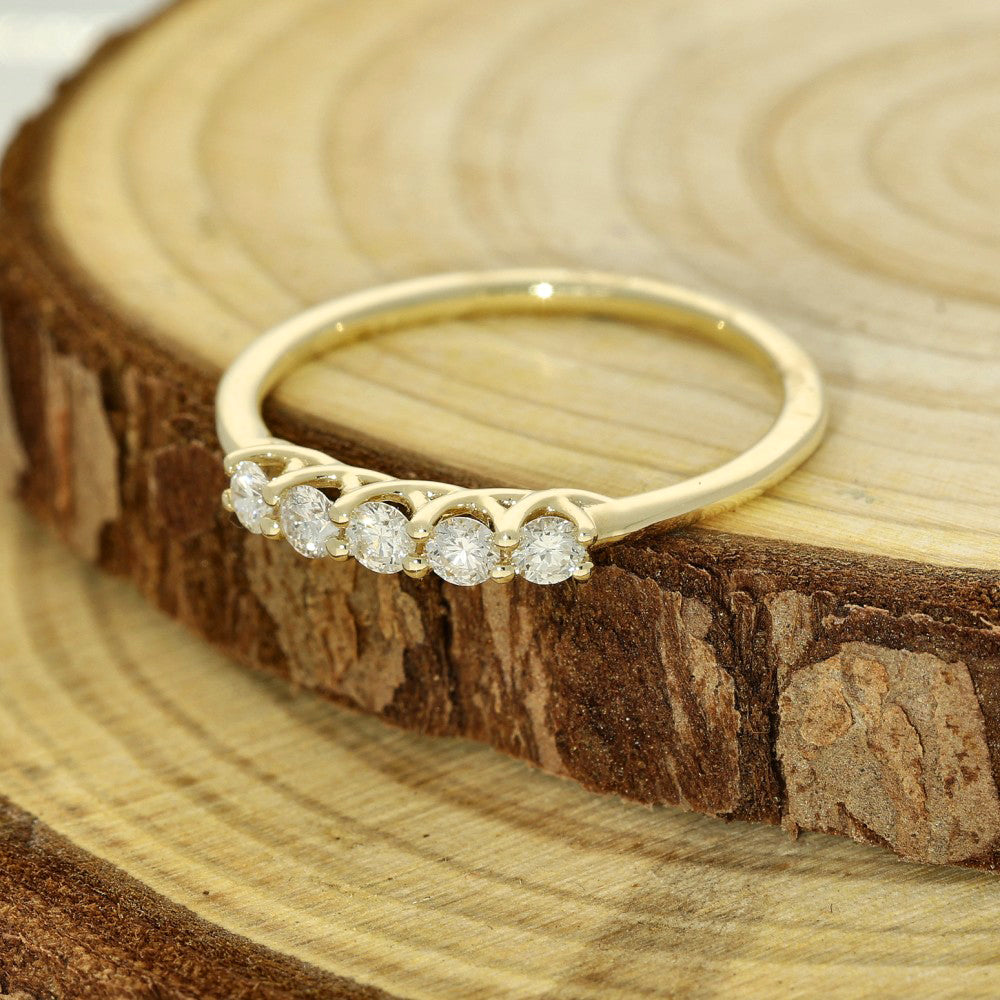 9ct Yellow Gold Diamond 5-Stone Eternity Ring