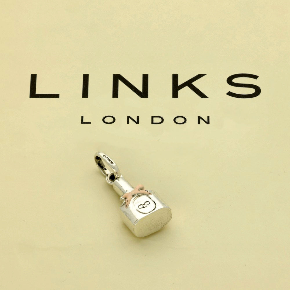 Pre-loved Links of London Silver & Pink Enamel Nail Polish Bottle Charm