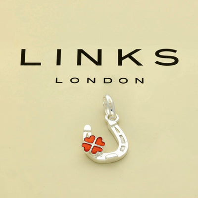 Pre-loved Links of London Silver Lucky Horse Shoe with Clover Charm