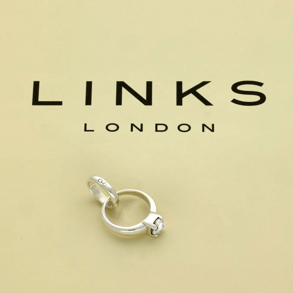 Pre-loved Links of London Silver Big Rock Engagement Ring Charm