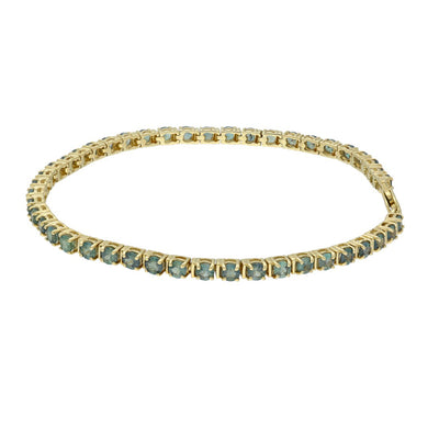Pre-loved 9ct Yellow Gold Green Sapphire Line Tennis Bracelet