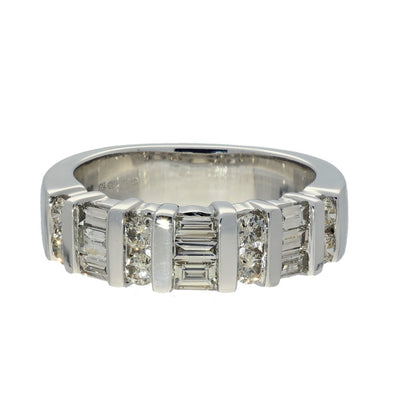 9ct White Gold Baguette & Round Diamond Half Eternity Ring