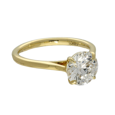 18ct Yellow Gold Laboratory-Grown 2ct Diamond Solitaire Engagement Ring